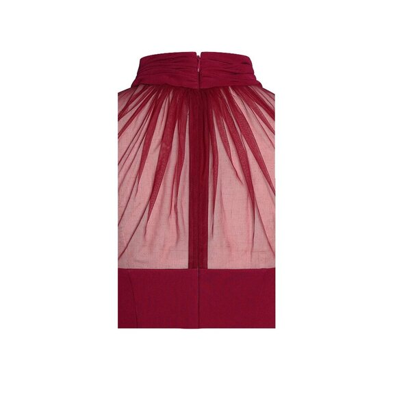 Tabi Red Mesh Sleeve Mini Dress - Picture 7 of 16